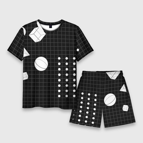 Мужской костюм с шортами 3D с принтом Черно белые фигуры 3D в Курске,  |  | геометрический | красочный | мода.3d | стиль | структура | текстура | ткань | узор | фон | цвет