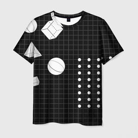 Мужская футболка 3D с принтом Черно-белые фигуры 3D , 100% полиэфир | прямой крой, круглый вырез горловины, длина до линии бедер | геометрический | красочный | мода.3d | стиль | структура | текстура | ткань | узор | фон | цвет