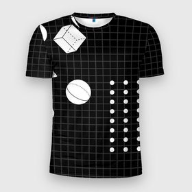 Мужская футболка 3D спортивная с принтом Черно-белые фигуры 3D в Тюмени, 100% полиэстер с улучшенными характеристиками | приталенный силуэт, круглая горловина, широкие плечи, сужается к линии бедра | геометрический | красочный | мода.3d | стиль | структура | текстура | ткань | узор | фон | цвет