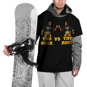 Накидка на куртку 3D с принтом The ROCK VS The ROCK в Тюмени, 100% полиэстер |  | versus | двойники | дуэйн джонсон | жёлтый | пояс | скала против скалы | чёрный
