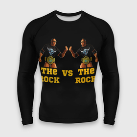 Мужской рашгард 3D с принтом The ROCK VS The ROCK в Екатеринбурге,  |  | versus | двойники | дуэйн джонсон | жёлтый | пояс | скала против скалы | чёрный