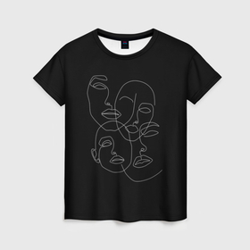 Женская футболка 3D с принтом Drama. в Курске, 100% полиэфир ( синтетическое хлопкоподобное полотно) | прямой крой, круглый вырез горловины, длина до линии бедер | драма | искусство | лица | минимализм | эстетика