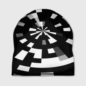 Шапка 3D с принтом Черно-белый фон иллюзии в Екатеринбурге, 100% полиэстер | универсальный размер, печать по всей поверхности изделия | абстрактный | геометрический | дизайн | иллюзия | кривая | линии | пиксель | текстура | узор