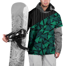 Накидка на куртку 3D с принтом Геометрический узор , 100% полиэстер |  | геометрический | зеленый | зеленый и черный | изумрудный | комбинированный | мужской | полигональный | полосатый | современный