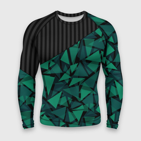 Мужской рашгард 3D с принтом Геометрический узор ,  |  | Тематика изображения на принте: геометрический | зеленый | зеленый и черный | изумрудный | комбинированный | мужской | полигональный | полосатый | современный