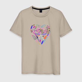 Мужская футболка хлопок с принтом сердце из цветов в Кировске, 100% хлопок | прямой крой, круглый вырез горловины, длина до линии бедер, слегка спущенное плечо. | лепестки | любовь | растение | сердце | цветы