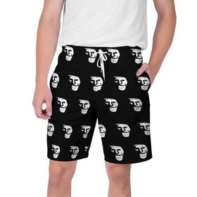Мужские шорты 3D с принтом Dark trollface в Екатеринбурге,  полиэстер 100% | прямой крой, два кармана без застежек по бокам. Мягкая трикотажная резинка на поясе, внутри которой широкие завязки. Длина чуть выше колен | creepypasta | scary | мем | мрак | троллфейс