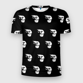 Мужская футболка 3D спортивная с принтом Dark trollface в Курске, 100% полиэстер с улучшенными характеристиками | приталенный силуэт, круглая горловина, широкие плечи, сужается к линии бедра | creepypasta | scary | мем | мрак | троллфейс