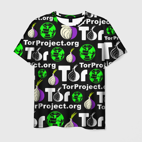 Мужская футболка 3D с принтом ТОР / TOR PROJECT BROWSER в Новосибирске, 100% полиэфир | прямой крой, круглый вырез горловины, длина до линии бедер | tor browser | torproject | анонимность | анонимный браузер | взлом | даркнет | зеркала | луковица | тор браузер | хакер | черный интернет.