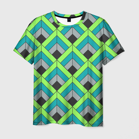 Мужская футболка 3D с принтом Шотландка   Plaid в Екатеринбурге, 100% полиэфир | прямой крой, круглый вырез горловины, длина до линии бедер | геометрический | квадрат | куб | пересечение | стенка на стенку | черные дыры