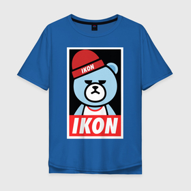 Мужская футболка хлопок Oversize с принтом IKON YG Bear Dope  в Курске, 100% хлопок | свободный крой, круглый ворот, “спинка” длиннее передней части | Тематика изображения на принте: ikon yg bear dope | korean | kpop | obey | медведь | подчинись | подчиняйся