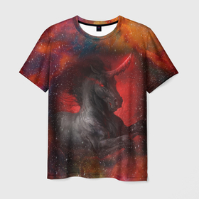 Мужская футболка 3D с принтом Единорог | Unicorn (Z) , 100% полиэфир | прямой крой, круглый вырез горловины, длина до линии бедер | unicorn | unicornis | вымышленное существо | единорог | инрог | каркаданн | мифическое существо | моноцерос | нарвал | существо