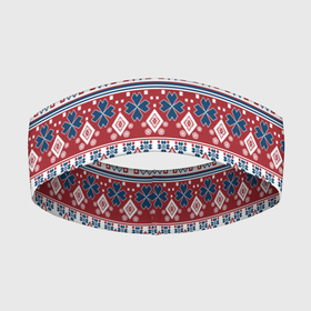 Повязка на голову 3D с принтом Этнический красно синий узор в Курске,  |  | красный и синий | молодежный | новогодний | орнамент | полосатый | популярный | рождественский | этнический