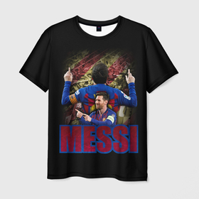 Мужская футболка 3D с принтом МЕССИ | MESSI  в городе Новоалтайск, 100% полиэфир | прямой крой, круглый вырез горловины, длина до линии бедер | barca | messi | барса | барселона | месси | футбол