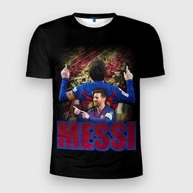 Мужская футболка 3D спортивная с принтом МЕССИ | MESSI  в городе Новоалтайск, 100% полиэстер с улучшенными характеристиками | приталенный силуэт, круглая горловина, широкие плечи, сужается к линии бедра | barca | messi | барса | барселона | месси | футбол