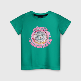 Детская футболка хлопок с принтом Мамина сладость в Тюмени, 100% хлопок | круглый вырез горловины, полуприлегающий силуэт, длина до линии бедер | брызги | глазурь | пончик | сладкое | хорек