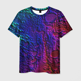 Мужская футболка 3D с принтом NEON в Санкт-Петербурге, 100% полиэфир | прямой крой, круглый вырез горловины, длина до линии бедер | Тематика изображения на принте: maps | neon | paint | карта | краска | неон | рельеф