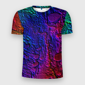 Мужская футболка 3D спортивная с принтом NEON в Санкт-Петербурге, 100% полиэстер с улучшенными характеристиками | приталенный силуэт, круглая горловина, широкие плечи, сужается к линии бедра | Тематика изображения на принте: maps | neon | paint | карта | краска | неон | рельеф