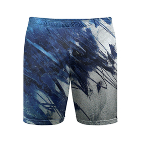 Мужские шорты спортивные с принтом Серо-синее абстрактное ,  |  | абстракция | двухцветное | серое | синее | спокойное