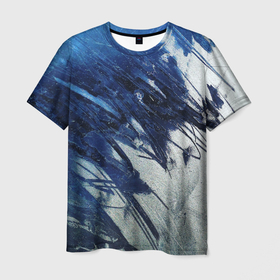 Мужская футболка 3D с принтом Серо-синее абстрактное , 100% полиэфир | прямой крой, круглый вырез горловины, длина до линии бедер | абстракция | двухцветное | серое | синее | спокойное