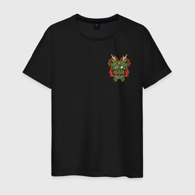 Мужская футболка хлопок с принтом Dragon в Кировске, 100% хлопок | прямой крой, круглый вырез горловины, длина до линии бедер, слегка спущенное плечо. | dragon | fire | tattoo | дракон | огонь | япония
