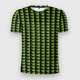 Мужская футболка 3D Slim с принтом Digital bamboo в Белгороде, 100% полиэстер с улучшенными характеристиками | приталенный силуэт, круглая горловина, широкие плечи, сужается к линии бедра | абстракция | иллюзия | объём | почти бамбук | чешуя