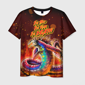 Мужская футболка 3D с принтом Ярость Левиафана в Новосибирске, 100% полиэфир | прямой крой, круглый вырез горловины, длина до линии бедер | Тематика изображения на принте: dragon | fire | дракон | змей | змея | легенда | миф | огонь | пламя
