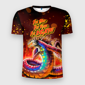 Мужская футболка 3D спортивная с принтом Ярость Левиафана в Курске, 100% полиэстер с улучшенными характеристиками | приталенный силуэт, круглая горловина, широкие плечи, сужается к линии бедра | dragon | fire | дракон | змей | змея | легенда | миф | огонь | пламя