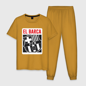 Мужская пижама хлопок с принтом El Barca в Кировске, 100% хлопок | брюки и футболка прямого кроя, без карманов, на брюках мягкая резинка на поясе и по низу штанин
 | argentina | barca | barcelona | football | lionel | messi | spain | sport | аргентина | барса | барселона | гол | золотой мяч | игрок | испания | камп ноу | лионель | месси | мяч | спорт | тренер | футбол | чемпион |