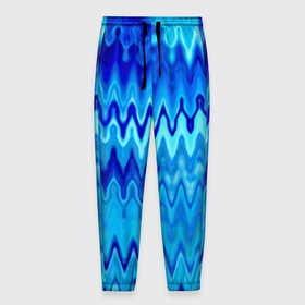 Мужские брюки 3D с принтом Синий-голубой абстрактный узор в Санкт-Петербурге, 100% полиэстер | манжеты по низу, эластичный пояс регулируется шнурком, по бокам два кармана без застежек, внутренняя часть кармана из мелкой сетки | абстрактный | волны | зигзаг | размытый узор | синий | современный
