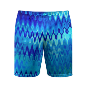 Мужские шорты спортивные с принтом Синий-голубой абстрактный узор в Курске,  |  | абстрактный | волны | зигзаг | размытый узор | синий | современный