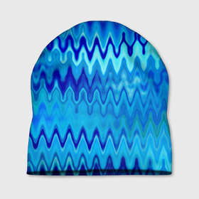 Шапка 3D с принтом Синий-голубой абстрактный узор в Санкт-Петербурге, 100% полиэстер | универсальный размер, печать по всей поверхности изделия | абстрактный | волны | зигзаг | размытый узор | синий | современный