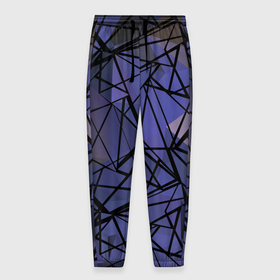 Мужские брюки 3D с принтом Синий-бежевый абстрактный узор в Тюмени, 100% полиэстер | манжеты по низу, эластичный пояс регулируется шнурком, по бокам два кармана без застежек, внутренняя часть кармана из мелкой сетки | абстрактный | мужской | полигональный узор | синий | современный | текстура | фиолетовый