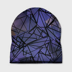 Шапка 3D с принтом Синий-бежевый абстрактный узор в Курске, 100% полиэстер | универсальный размер, печать по всей поверхности изделия | Тематика изображения на принте: абстрактный | мужской | полигональный узор | синий | современный | текстура | фиолетовый