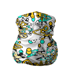 Бандана-труба 3D с принтом Бирюзово-желтый узор в Курске, 100% полиэстер, ткань с особыми свойствами — Activecool | плотность 150‒180 г/м2; хорошо тянется, но сохраняет форму | абстрактный | беспорядочный | бирюзовый | желтый | кляксы | пятна | современный