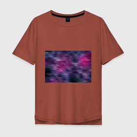 Мужская футболка хлопок Oversize с принтом Фиолетово-бордовый узор  в Кировске, 100% хлопок | свободный крой, круглый ворот, “спинка” длиннее передней части | абстрактный | креативный | молодежный | полигональный популярный | современный | текстура | темно фиолетовый | узор