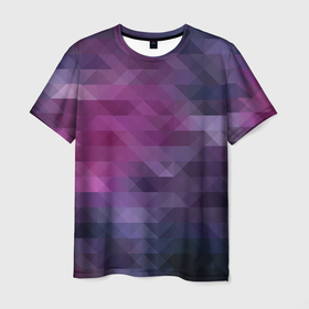 Мужская футболка 3D с принтом Фиолетово-бордовый узор  в Курске, 100% полиэфир | прямой крой, круглый вырез горловины, длина до линии бедер | абстрактный | креативный | молодежный | полигональный популярный | современный | текстура | темно фиолетовый | узор