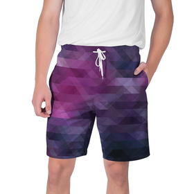 Мужские шорты 3D с принтом Фиолетово-бордовый узор  в Новосибирске,  полиэстер 100% | прямой крой, два кармана без застежек по бокам. Мягкая трикотажная резинка на поясе, внутри которой широкие завязки. Длина чуть выше колен | абстрактный | креативный | молодежный | полигональный популярный | современный | текстура | темно фиолетовый | узор