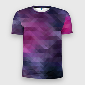 Мужская футболка 3D спортивная с принтом Фиолетово-бордовый узор  в Новосибирске, 100% полиэстер с улучшенными характеристиками | приталенный силуэт, круглая горловина, широкие плечи, сужается к линии бедра | абстрактный | креативный | молодежный | полигональный популярный | современный | текстура | темно фиолетовый | узор