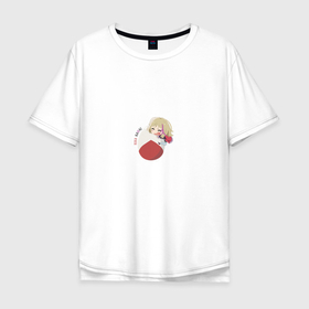Мужская футболка хлопок Oversize с принтом Рика Приоритет Чудо-яйца в Петрозаводске, 100% хлопок | свободный крой, круглый ворот, “спинка” длиннее передней части | аниме | бандитка rika | красный | чудо яйцо