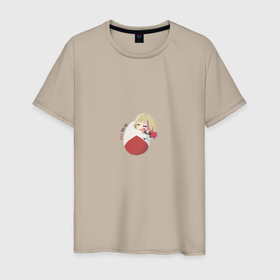 Мужская футболка хлопок с принтом Рика Приоритет Чудо-яйца в Кировске, 100% хлопок | прямой крой, круглый вырез горловины, длина до линии бедер, слегка спущенное плечо. | аниме | бандитка rika | красный | чудо яйцо