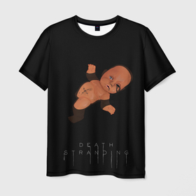 Мужская футболка 3D с принтом Dead Stranding в Курске, 100% полиэфир | прямой крой, круглый вырез горловины, длина до линии бедер | глаза | кукла | мазут | слезы | шов