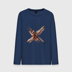 Мужской лонгслив хлопок с принтом Медная стрекоза , 100% хлопок |  | dragonfly | графика | крылья | летать | медный | насекомое | рисунок | стрекоза