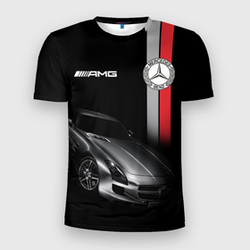 Мужская футболка 3D спортивная с принтом MERCEDES BENZ AMG в Санкт-Петербурге, 100% полиэстер с улучшенными характеристиками | приталенный силуэт, круглая горловина, широкие плечи, сужается к линии бедра | amg | auto | benz | car | cool | dark | germany | logo.star | machine | mercedes | sport | автомобиль | бенц | водитель | германия | логотип | машины | мерин | мерс | мерседес | немец | премиум | спорткар | тачки