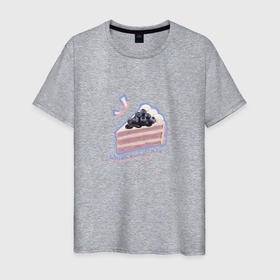 Мужская футболка хлопок с принтом blueberry pie two! в Санкт-Петербурге, 100% хлопок | прямой крой, круглый вырез горловины, длина до линии бедер, слегка спущенное плечо. | вкусняшка | пирог | рисунок | сладость | торт