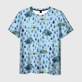 Мужская футболка 3D с принтом Дождливая осень.Тучки и дождь в Новосибирске, 100% полиэфир | прямой крой, круглый вырез горловины, длина до линии бедер | pattern | rain | sun | глобальное потепление | дождливо | дождливый | дождь | загрязнение | капли | ливень | морось | непогода | облака | осенний | осень | паттерн | погода | природа | проливной | тучи | экология