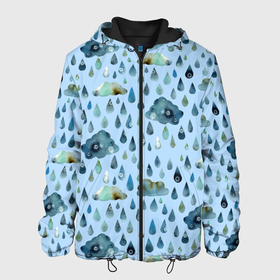 Мужская куртка 3D с принтом Дождливая осень.Тучки и дождь , ткань верха — 100% полиэстер, подклад — флис | прямой крой, подол и капюшон оформлены резинкой с фиксаторами, два кармана без застежек по бокам, один большой потайной карман на груди. Карман на груди застегивается на липучку | Тематика изображения на принте: pattern | rain | sun | глобальное потепление | дождливо | дождливый | дождь | загрязнение | капли | ливень | морось | непогода | облака | осенний | осень | паттерн | погода | природа | проливной | тучи | экология
