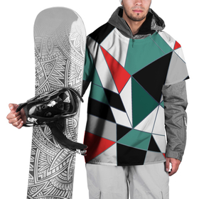 Накидка на куртку 3D с принтом Абстрактный геометрический в Екатеринбурге, 100% полиэстер |  | абстрактный | ассиметрия | красный | молодежный | полигональный | разноцветный | современный | темный бирюзовый | черный