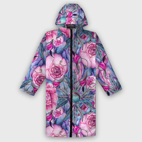 Дождевик унисекс 3D с принтом Волшебный сад с пионами в Новосибирске,  |  | peonies | peony | волшебный | пион | пионы | сад | сказка | сказочный | цветочки | цветочный | цветы