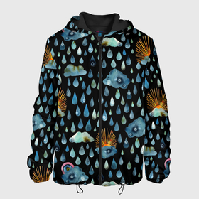 Мужская куртка 3D с принтом Дождливая осень.Солнце, облака , ткань верха — 100% полиэстер, подклад — флис | прямой крой, подол и капюшон оформлены резинкой с фиксаторами, два кармана без застежек по бокам, один большой потайной карман на груди. Карман на груди застегивается на липучку | autumn | pattern | raibow | rain | raindrops | sun | watercolor | акварель | дизайн | дождливый | дождь | закат | капли | коллаж | ливень | морось | непогода | облака | осень | паттерн | погода | природа | радуга | рассвет | солнце